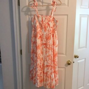 torrid White and Coral Floral Tie-Shoulder Sundress